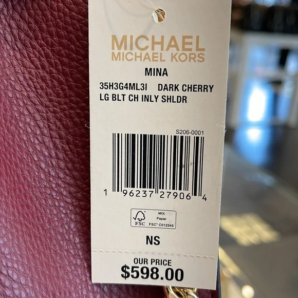 MICHAEL KORS
Mina Large Chain Shoulder Tote Bag
Dark Cherry 
NWT - Picture 14 of 16